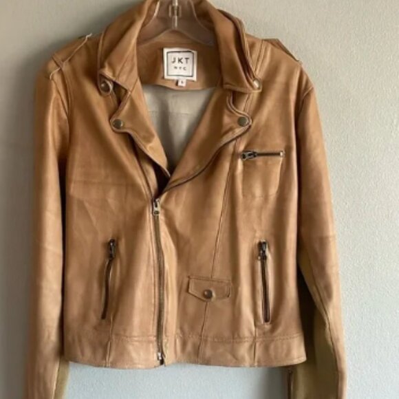 Free People JKT Cropped Leather Moto Jacket Size L - Picture 1 of 8